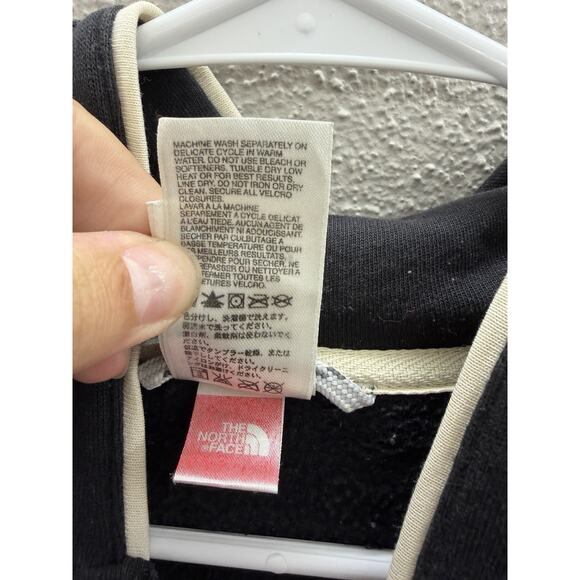 The North Face Womens Jacket Size Small Black Zip Up Hooded White Lines - Picture 6 of 13